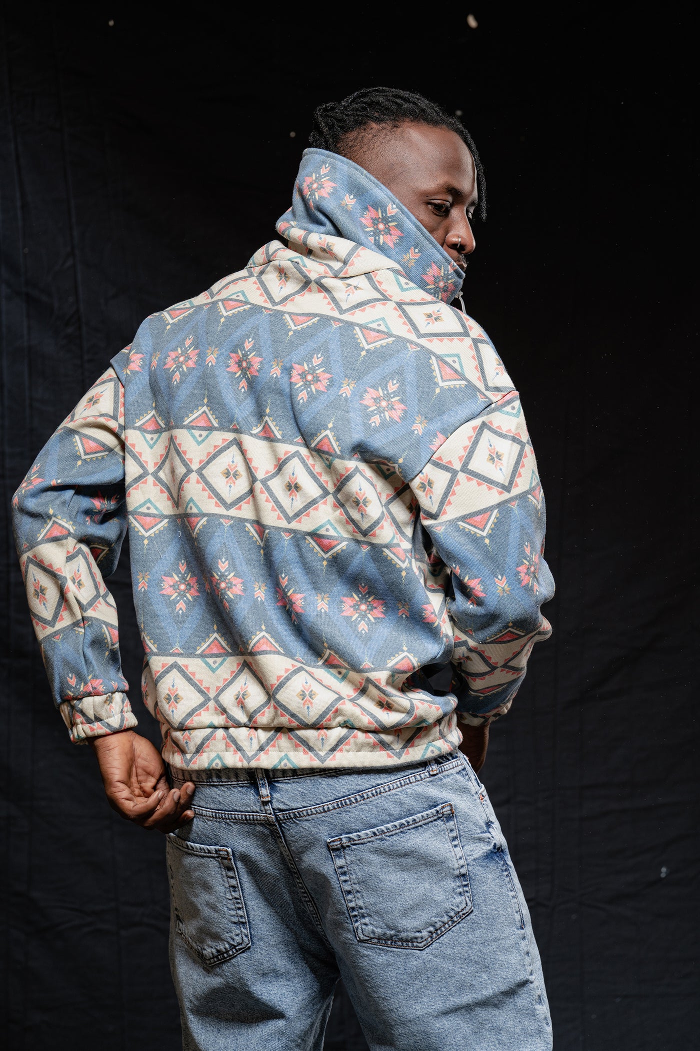 Quarter Zip Unique Baggy Neckline Sweatshirt