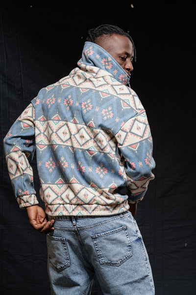 Quarter Zip Unique Baggy Neckline Sweatshirt
