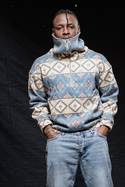 Quarter Zip Unique Baggy Neckline Sweatshirt