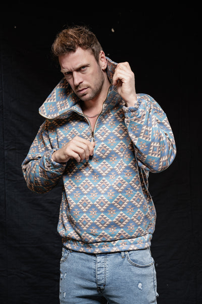 Quarter Zip Unique Baggy Neckline Sweatshirt
