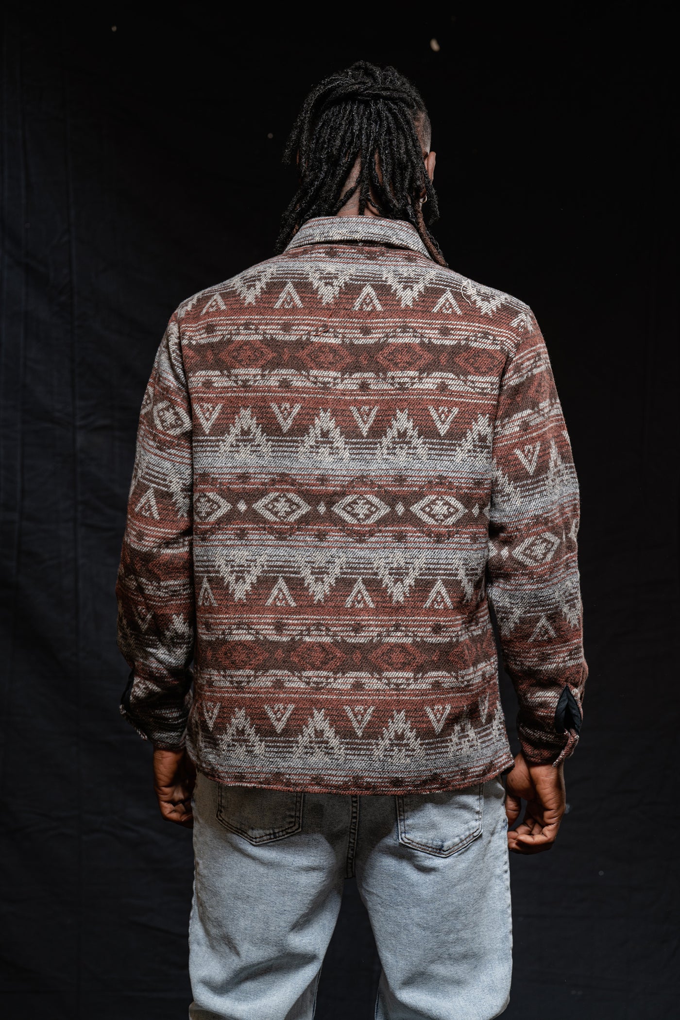 Geometric Ethnic Button Up Winter Shirt