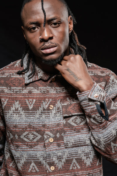 Geometric Ethnic Button Up Winter Shirt